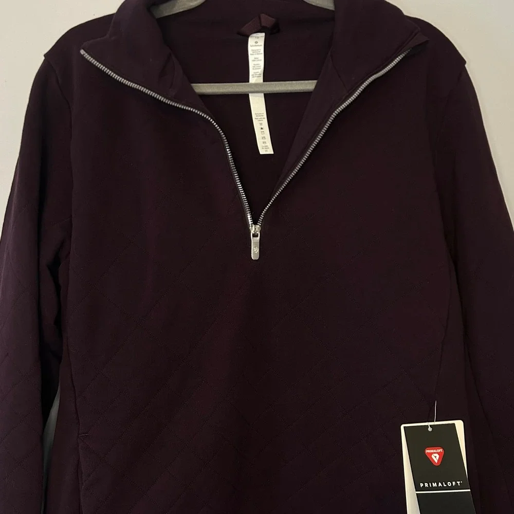 Lululemon Forever Warm Pullover Black Cherry Quilted Half Zip Size 10 NWT - Picture 3 of 13
